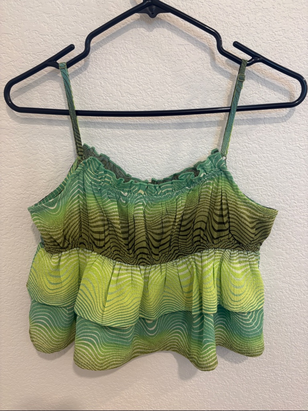 wild fable Green Layered Ruffle Cami with Tie Front - Picture 3 of 3